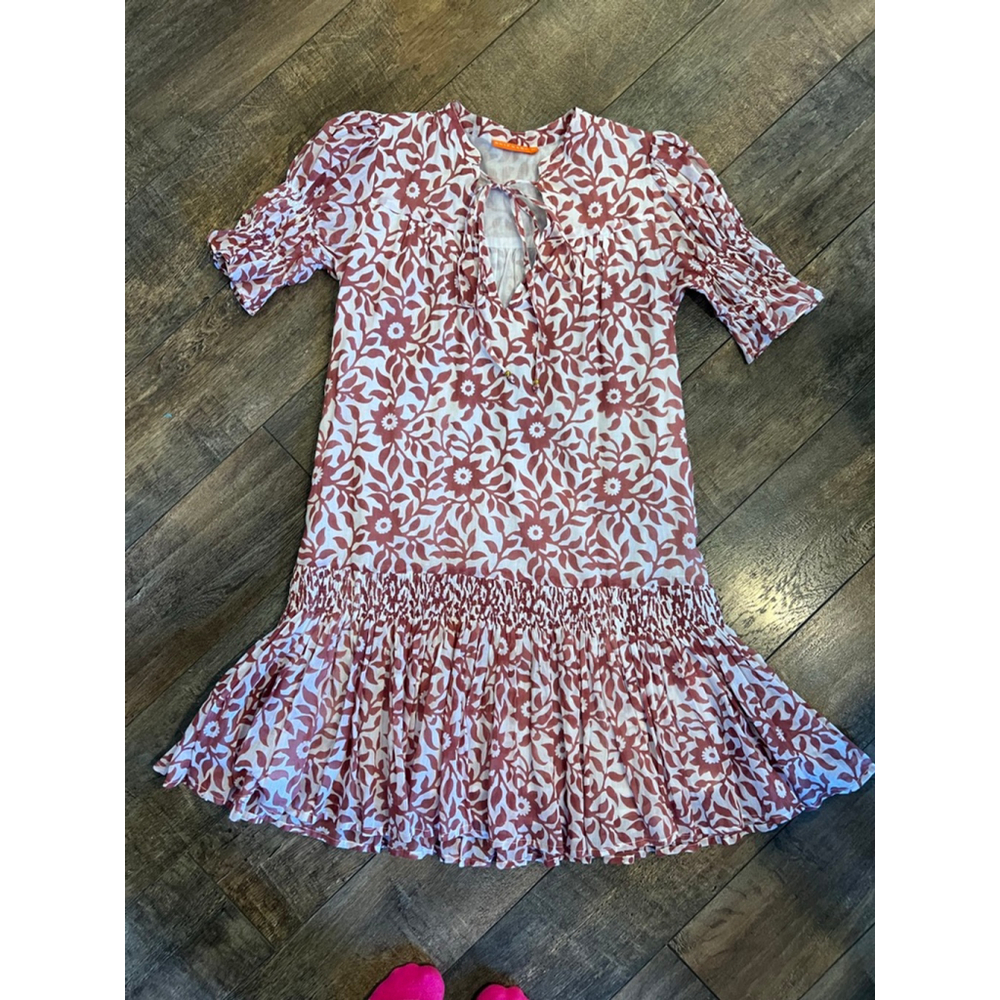 Oliphant Drop Waist Printed 100% Cotton Dress. Size xsmall. Retails $268